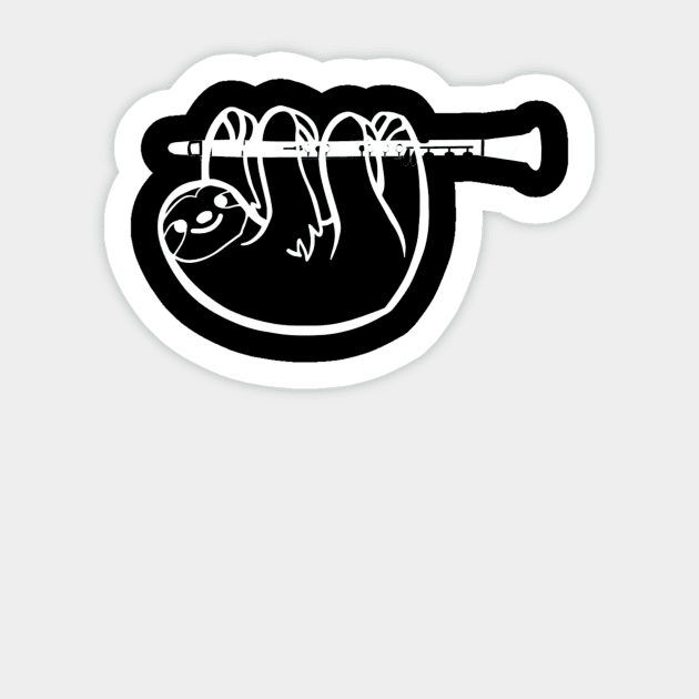 Sloth Playing Clarinet Instrument Shirt Men Women Kids Sticker by mlleradrian